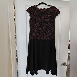 Tadashi Shoji Red and Black A-Line Maxi Dress